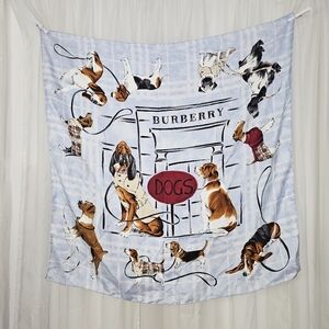 Burberry Dog Print Scarf in Blue and Red